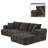 Classic Boneless L-shaped Chenille Fabric Upholstered 3-Seater Sectional Sofa with Two Pillows-735273540-735273539