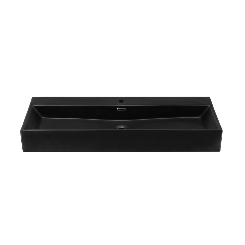 Claire 40" Rectangle Wall-Mount Bathroom Sink, Matte Black, Matte Black