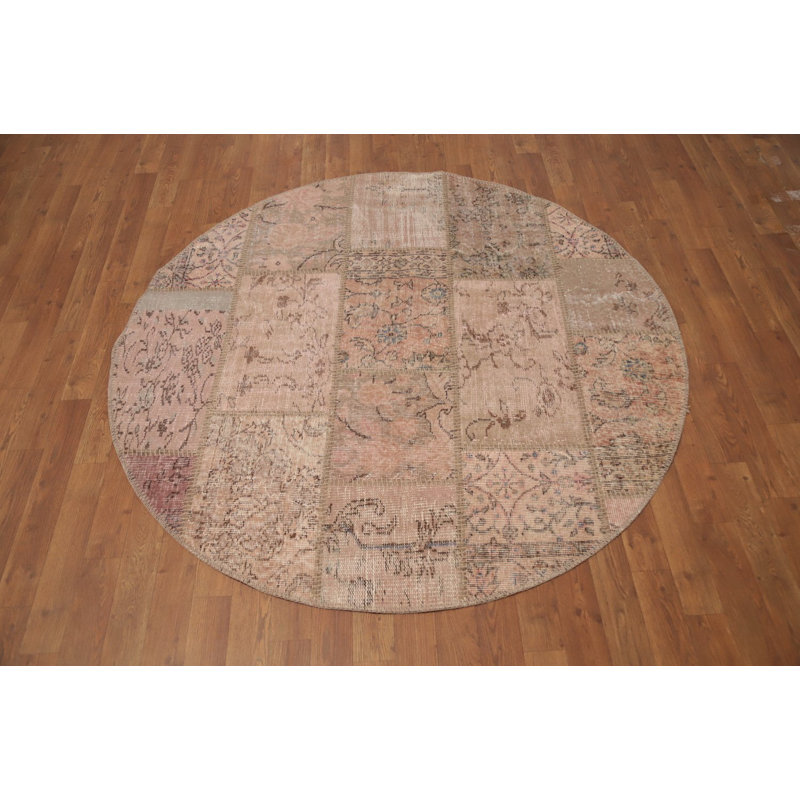 Tapis rond patiné moderne patiné 5 x 5