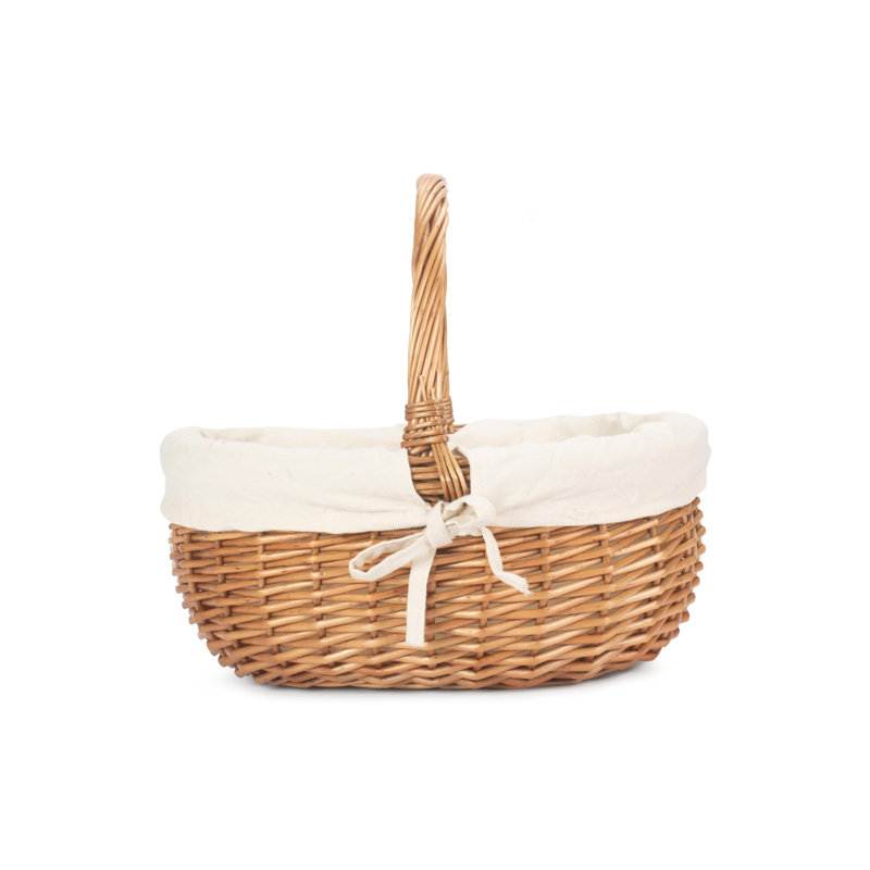Wicker Lined Shopper Basket, Brown, 35cm H x 33cm W x 38cm D