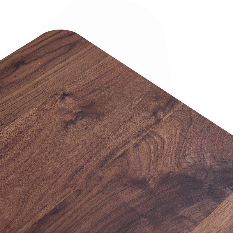 Table basse rectangulaire moderne en bois de noyer foncé à motif d'autocollants moderne. Table basse en panneau de fibres à densité moyenne, noyer, autocollant texturé brun foncé, table d'appoint.