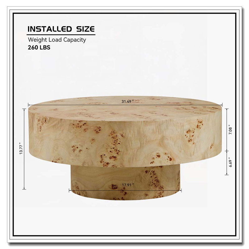 Table basse ronde 31,49 po, Naturel