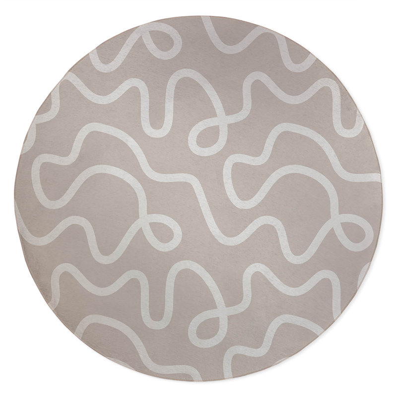 Squig Non-Slip Outdoor Rug, Round 5'