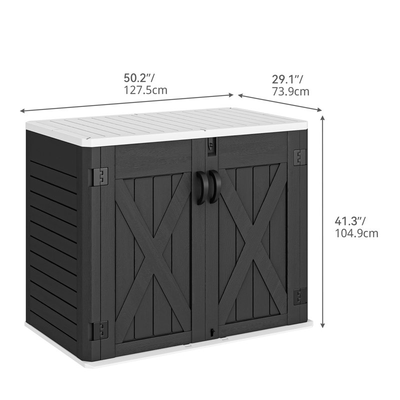 Remise de rangement horizontale l 4,2 pi x P 2,4 pi, Noir / blanc