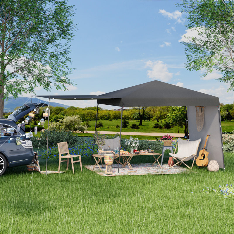 10x10 Ft  Pop Up Canopy Tent With 2 Sidewalls, Waterproof Sun Shade Tent For Commercial Events, Markets, And Backyard Gatherings