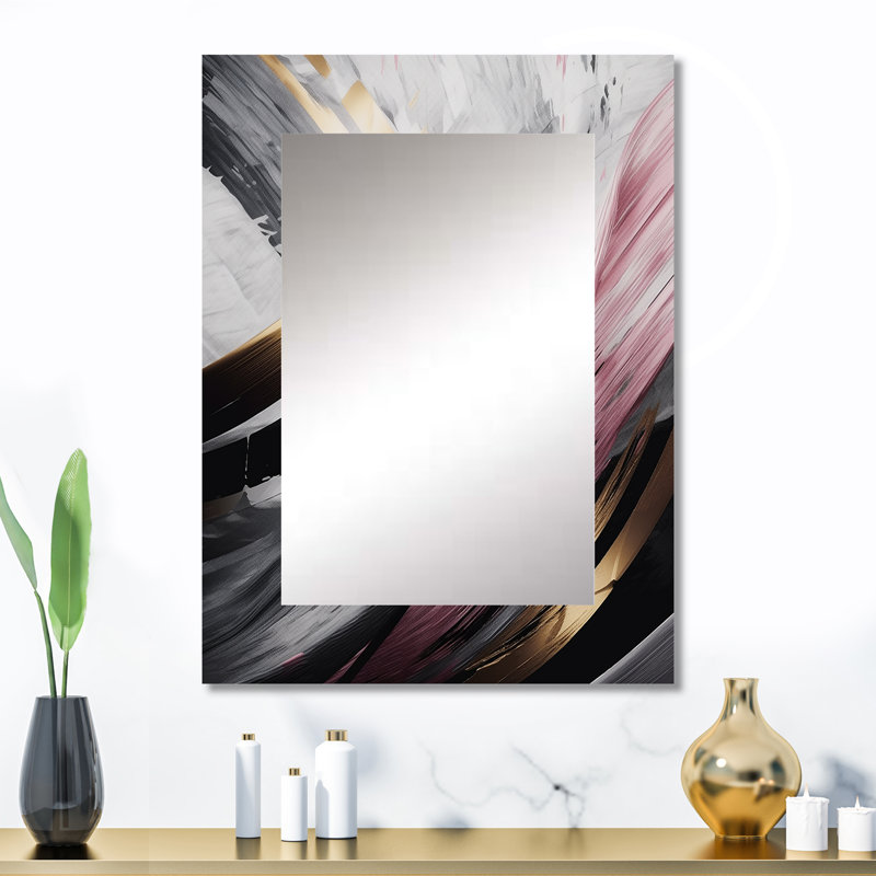Rose et or mystérieux Marble IX - miroir décoratif en marbre, miroir mural rose, impression d'art en métal, 32 po x 24 po