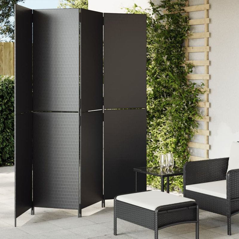 Neyzer Steel Folding Room Divider, 4, 200cm H x 196cm W, Black