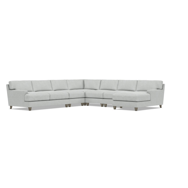 Bernhardt Mila 6-Piece Fabric Sectional, Gray Polyester Blend, Right Hand Facing, 33.5" H x 137" W x 137" D