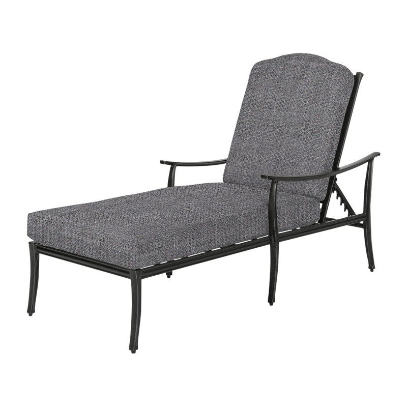 Edge Outdoor Chaise Lounge, Cast Slate Sunbrella® Plainweave, Midnight Gold