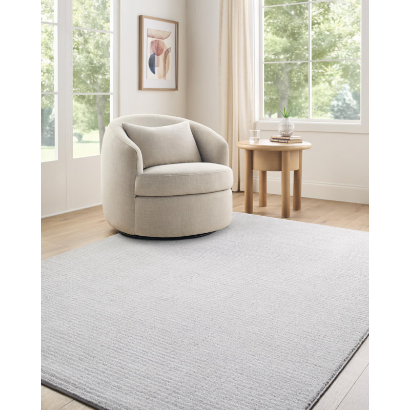 Tapis tissé à la machine Diara, Rectangle 7 pi 10 po x 10 pi, Gris clair