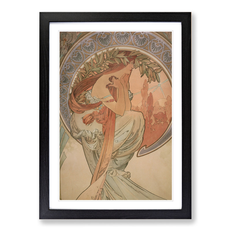 The Arts Poetry Vol.1 by Alphonse Mucha - Framed Print, 36cm H x 27cm W x 2cm D, Black