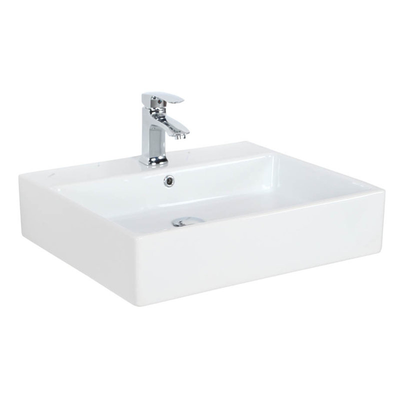 Simple 23.6'' L Bathroom Sink, Glossy White, Single Hole