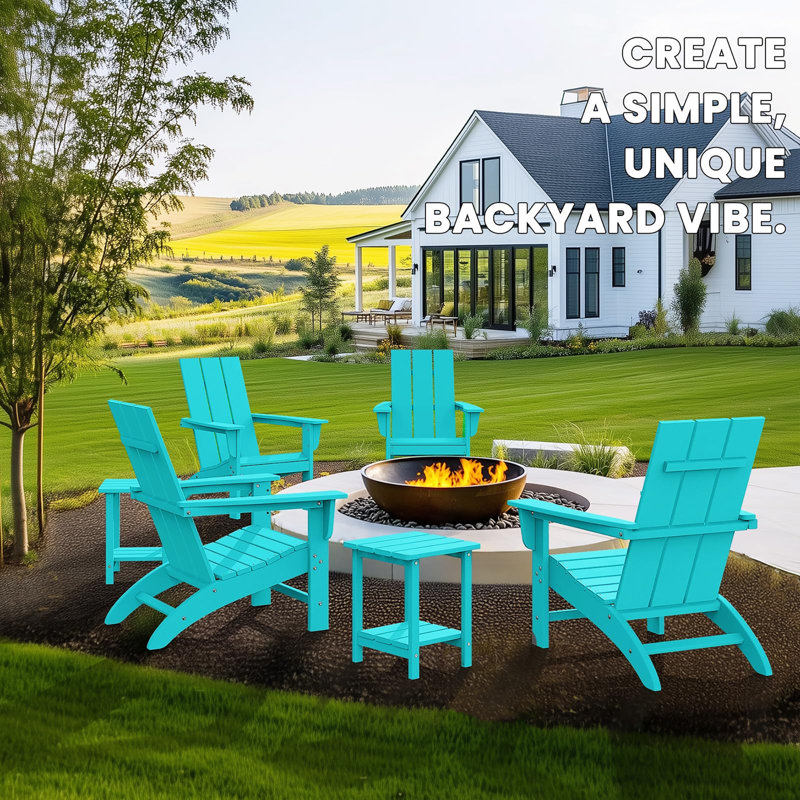Adirondack Chair with Cup Holder, Aruba Blue