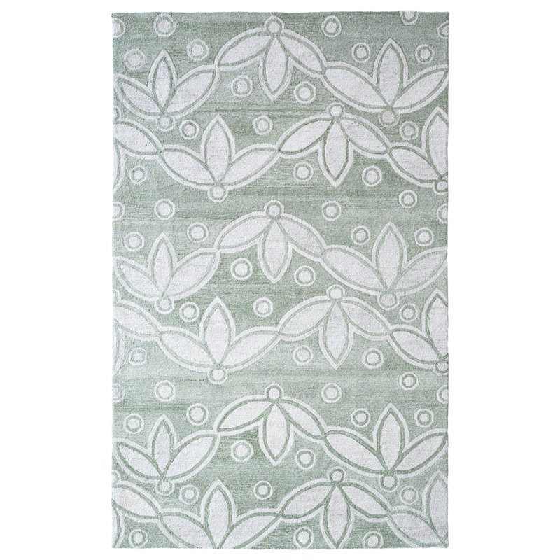 Bajinder Performance Hand Tufted Floral Indoor Rug, Rectangle 3' x 5'