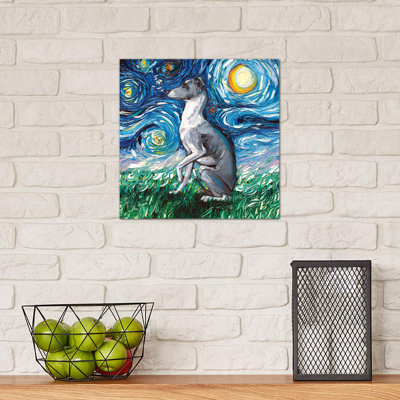 Whippet Night 1 Piece Wrapped Canvas Painting