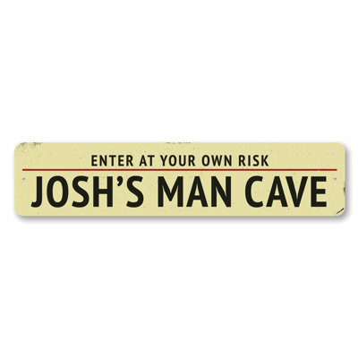 Panneau d'avertissement en aluminium «Man Cave»
