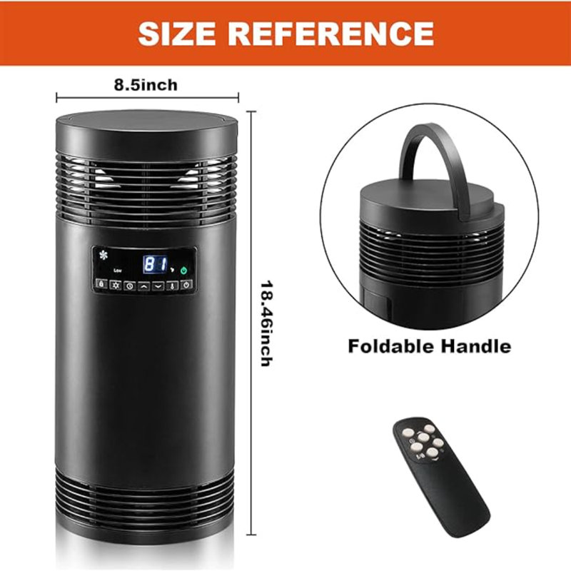 Space Heater,1500W Compact Ceramic Heater With Foldable Handle, 360-Degree Heating For Efficient And Portable Warmth