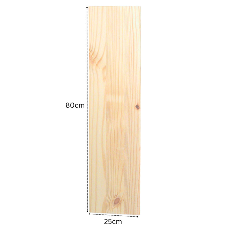Chunky Laminated Shelf Board, 2.4cm Thick Pre-Sanded Pine Wood, 80cm x 25cm