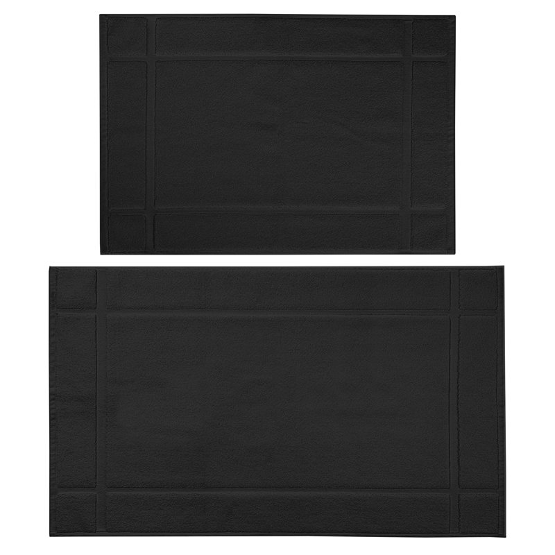 Ample Decor 100% Cotton Highly Absorbent Bath Mat for Bathroom Floor, Black