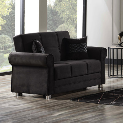 Rangement noir rembourré -. Mobilier moderne et d'espace. Parfait pour les petits espaces. Fabriqué avec des matériaux de qualité. Fabrication, capacité de 600 lb. Sièges confortables. Coussins assortis. Assemblage rapide. Spot
