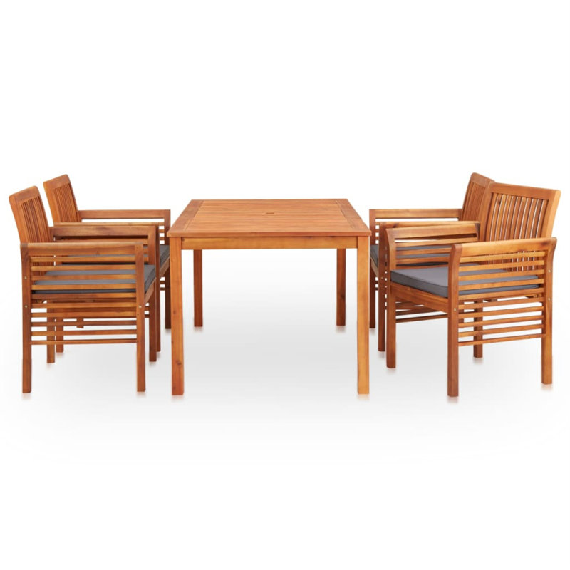 Square 4 - Person Dining Set with Cushions, 29.1" H x 35.4" L x 35.4" W, Gray