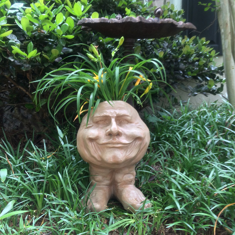 Muggly's Papa John Face Statue Planter, 18" H x 11.5" W x 9.25" D, Stone Wash