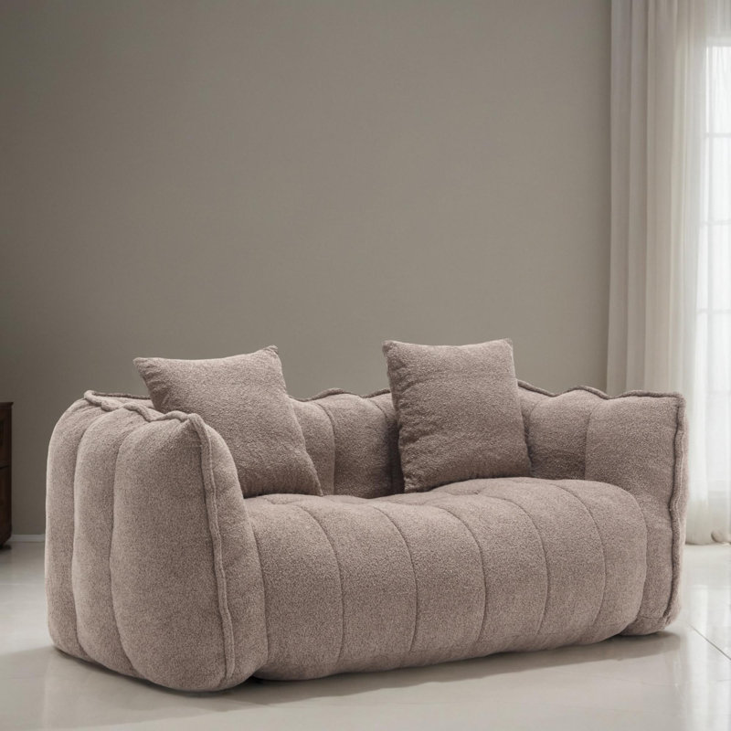 66" Modern Style Upholstered Sofa, Brown