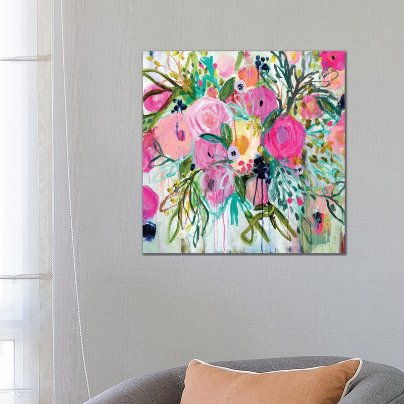 Rose Burst by Carrie Schmitt - Wrapped Canvas Painting, 66.04 cm H x 66.04 cm W x 3.175 cm D