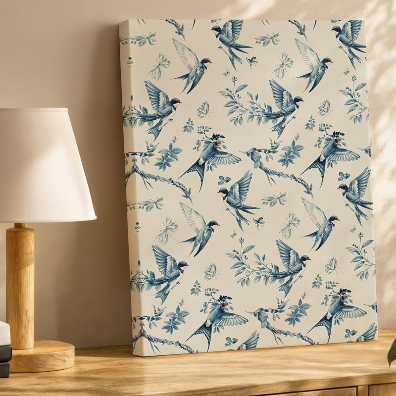 Toile, conception délicate de papier peint mettant en vedette un ensemble d'art mural d'oiseaux en vol, H 30 po x l 30 po