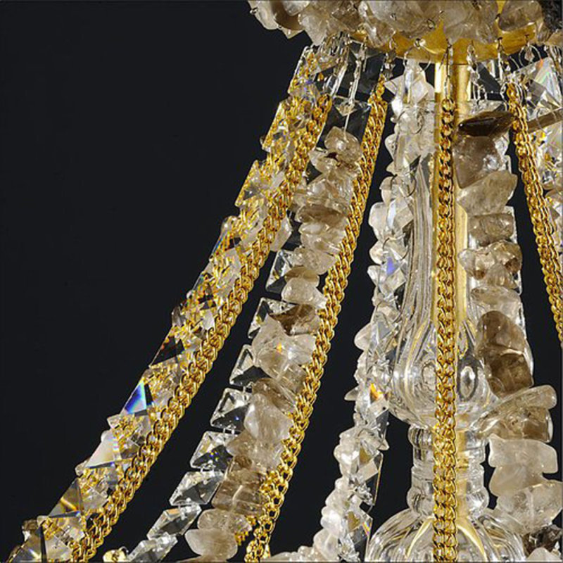 Lustre en cristal Agate, Or brossé, Transparent, 20 po de diamètre x 22 po de hauteur
