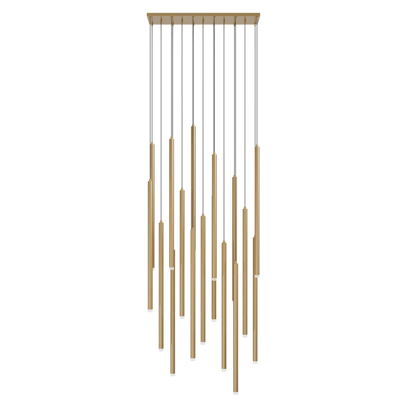 Luminaire suspendu cylindrique 17 lumières, Laiton antique