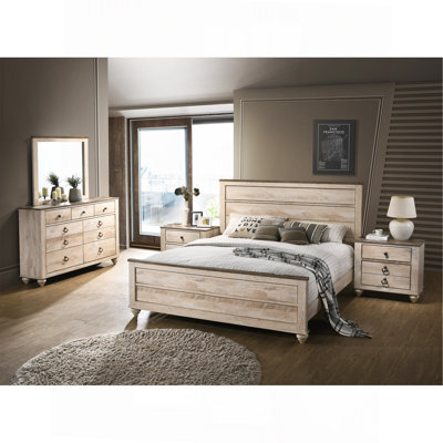 Ensemble de chambre à coucher de style contemporain 5 pièces Imerland - très grand lit, commode, miroir, 2 tables de chevet