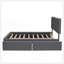 Lit plateforme tapissier avec tête de lit classique et 4 tiroirs, aucun sommier nécessaire, tissu en lin, grand-251559099