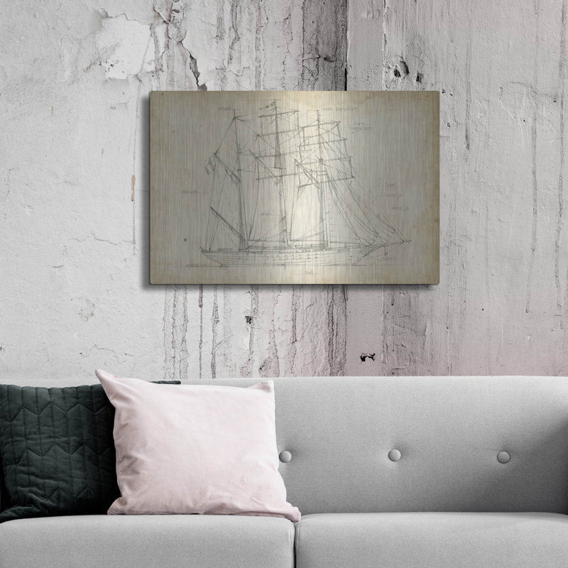 17 Sailories Blueprint I par Ethan Harper, art mural en métal, 16 po x 12 po, H 24 po x l 36 po