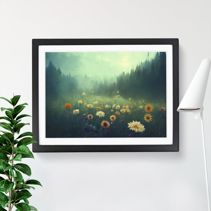 Flower Field Vol.1 - Single Picture Frame Print, 46cm H x 64cm W x 2cm D, Black