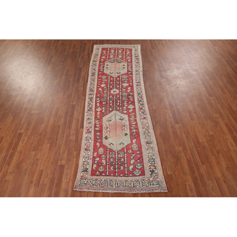 Geometric Red   Runner Rug 3x10