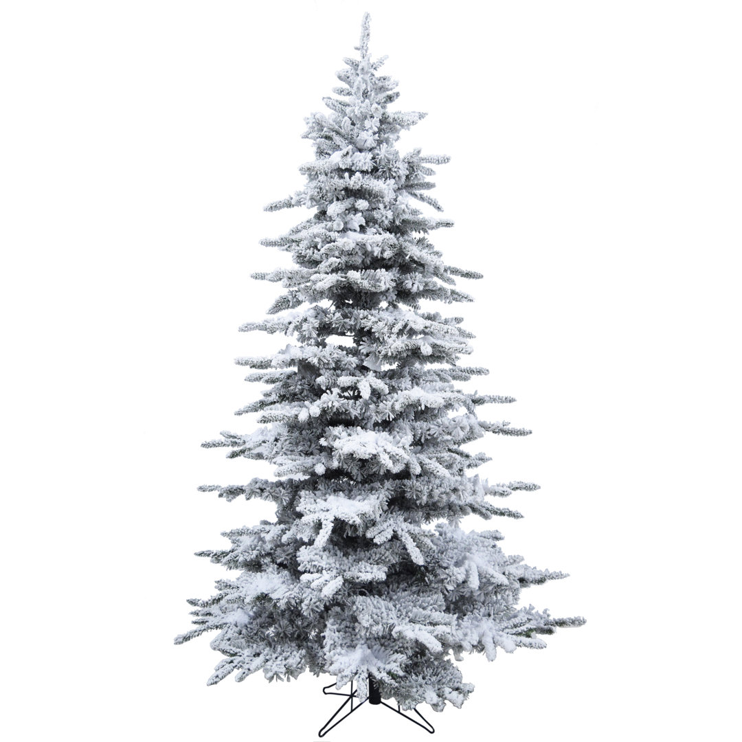 Christmas Time 6.5-Ft Unlit Silverado Pine White Flocked Slim Christmas Tree with Metal Stand Christmas Time