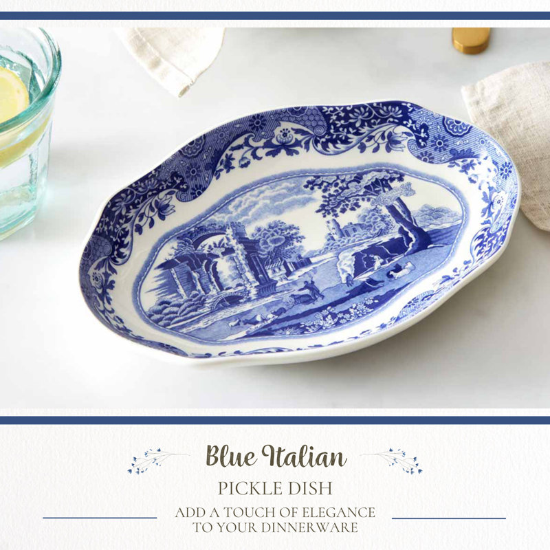 Spode – Blue Italian – Spode Blue Italian Pickle Dish – BlueWhite