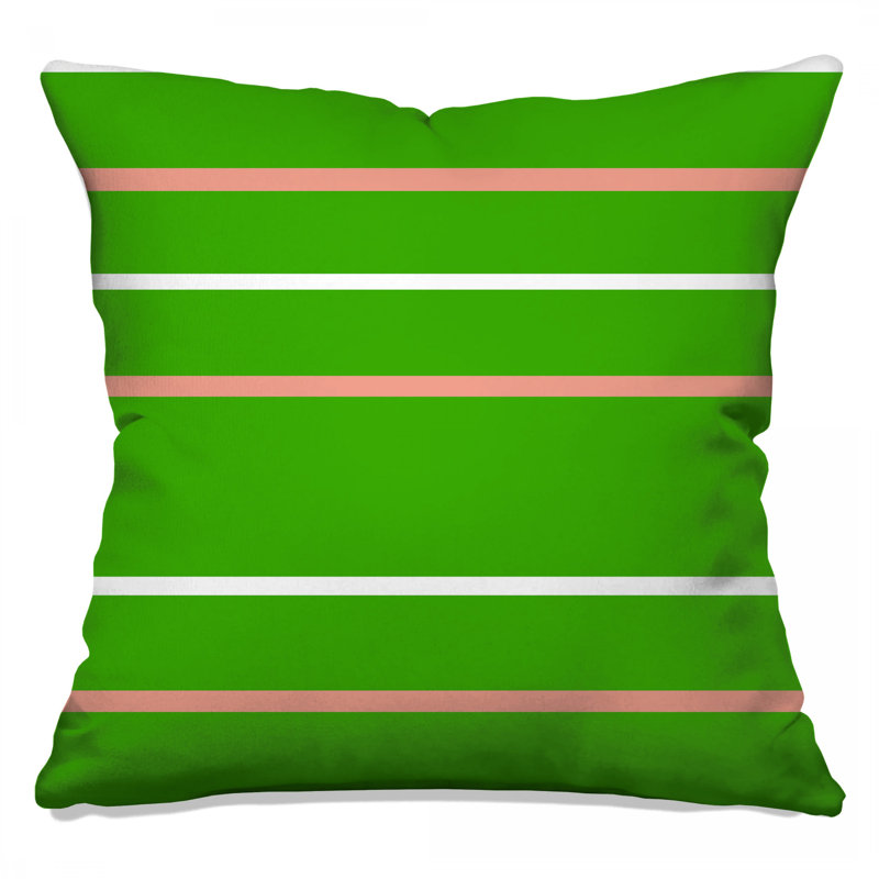 Green Pink Stripes Double Sided Throw Pillows, 16 x 16 inches