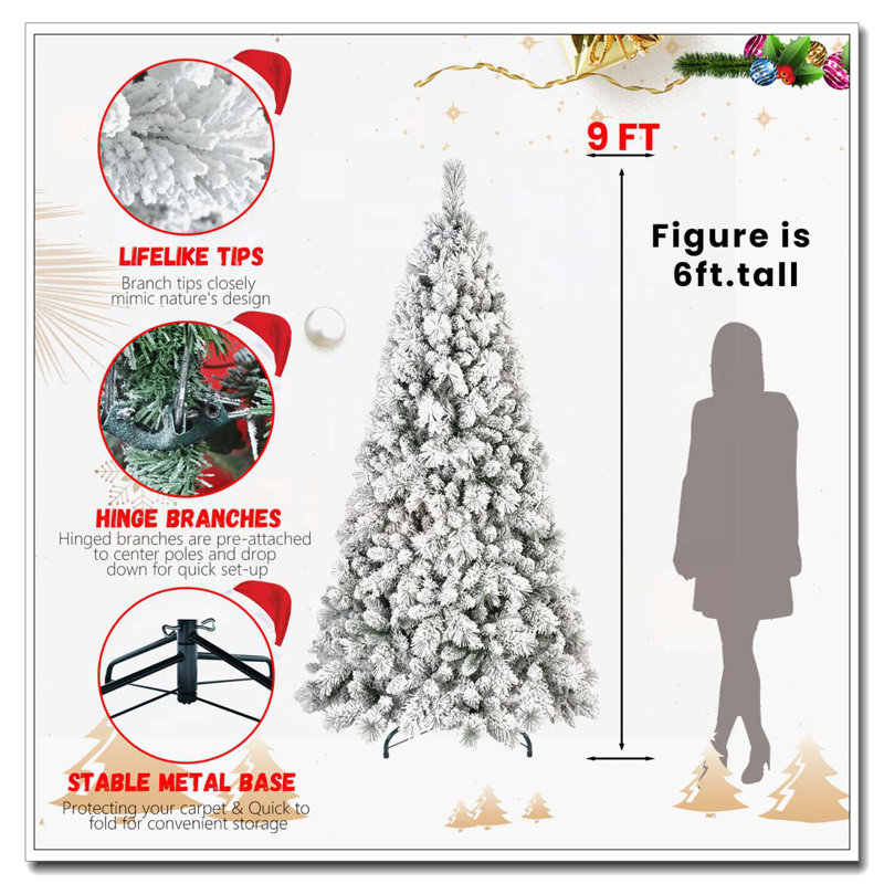 9FT Flocked Christmas Tree, No, 9' H