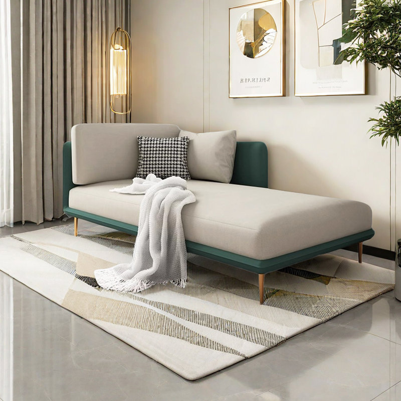Chaise longue rembourrée spacieuse, Accoudoir à gauche (vu de face), Vert