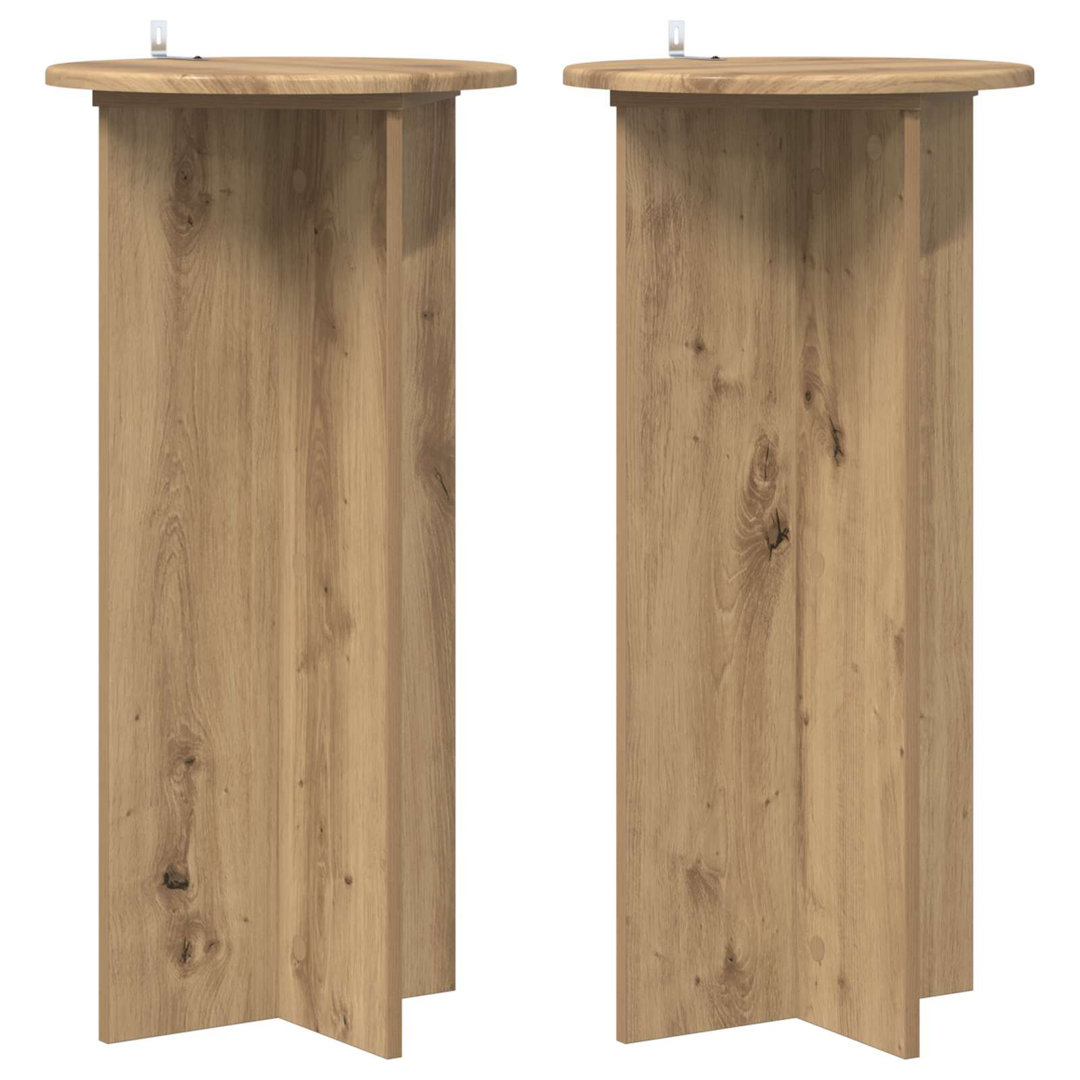 Plant Stand 2 Pcs Engineered Wood Modern Holder Elevated Display Foyer