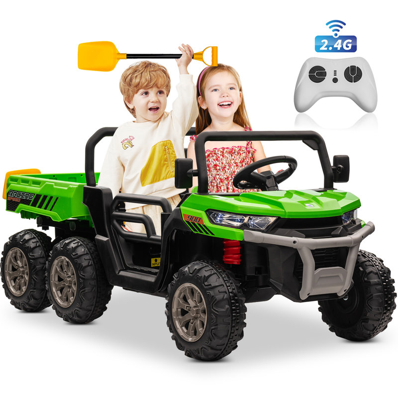 UTV électrique 24V 4WD pour enfants avec télécommande, grand siège et 3 vitesses (3 à 8 ans), Vert