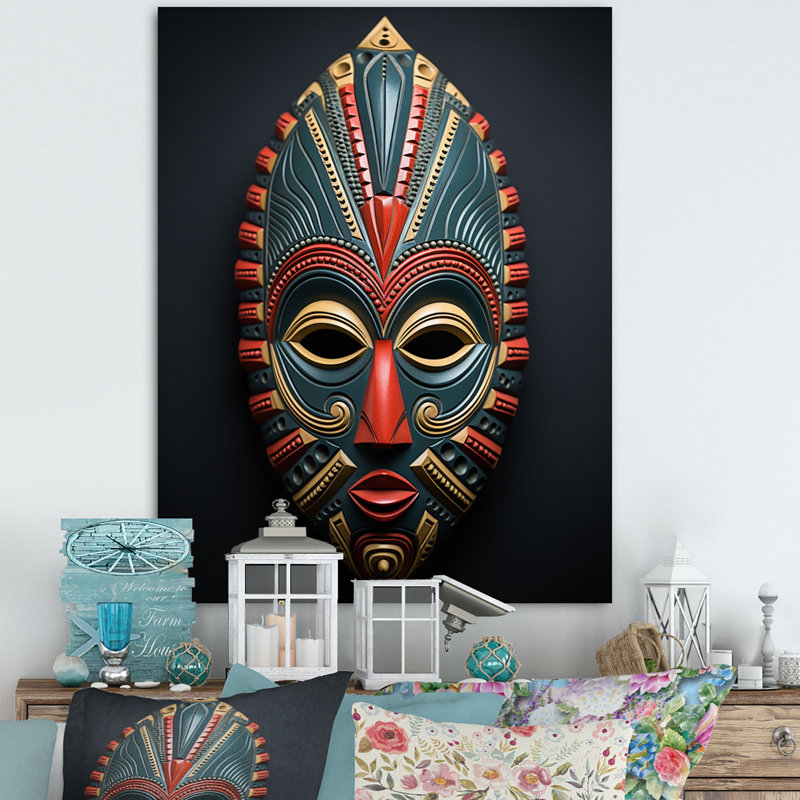 «African Tribal Pende Mask III», reproduction sur toile, H 40 po x l 30 po, Toile tendue