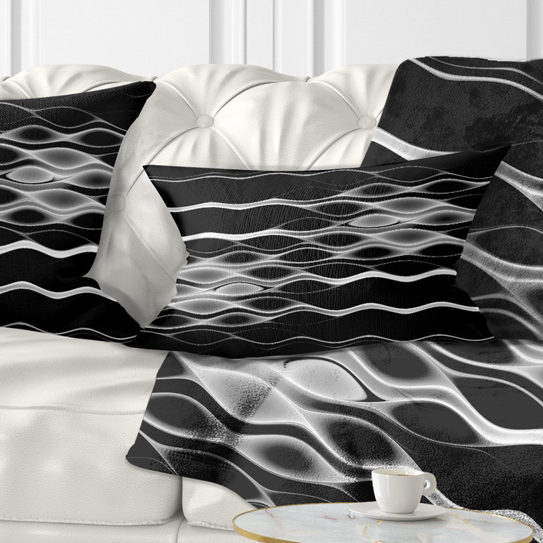White Waves Fractal Pattern - Abstract Printed Pillow