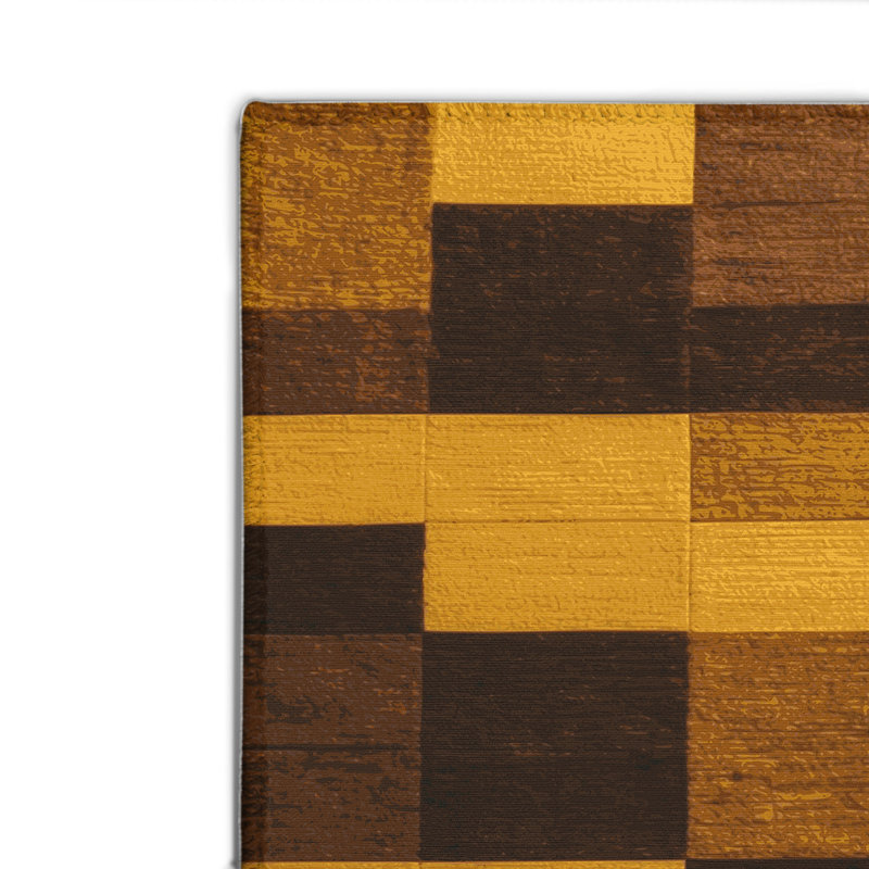 Tapis d'intérieur et d'extérieur à carreaux brun, Rectangulaire 2 pi x 3 pi