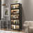 Modern Iron Curio Cabinet with LED Lighting and Slide-in Doors-361443304