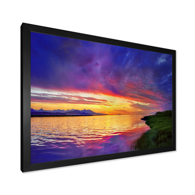 «Sunset with Intense Dark Clouds», reproduction sur toile flottante, H 8 po x l 12 po x P 1 po, Cadre noir