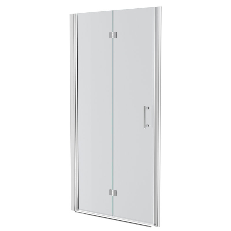 30"W X 72"H Fold Frameless Shower Door With Tempered Glass, 1/4 Inch (6 Mm), Chrome, Chrome