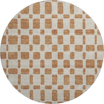 Premium Machine Washable Prisco Terracotta Rug